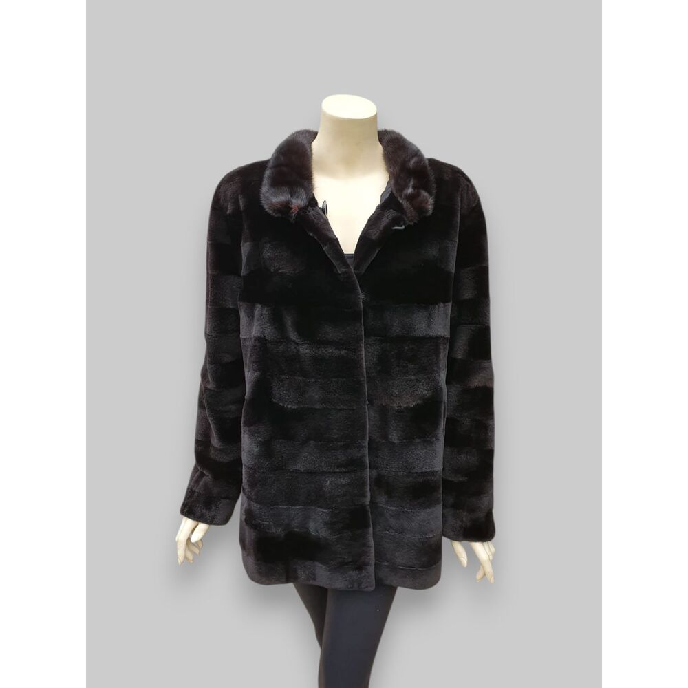 Vintage Black Brown Sheared Mink Reversible Jacket -Medium/Large